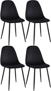 Set van 4 Napier eetkamerstoelen zwart,Fluweel schwarz