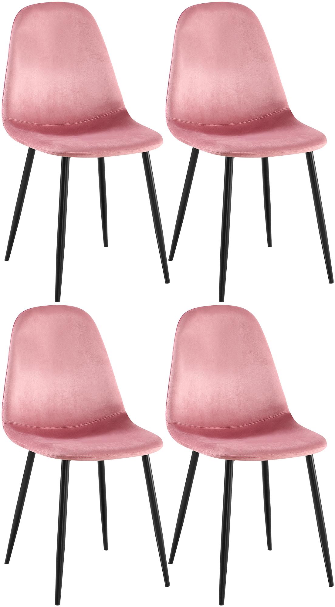 Set van 4 Napier eetkamerstoelen roze,Fluweel pink