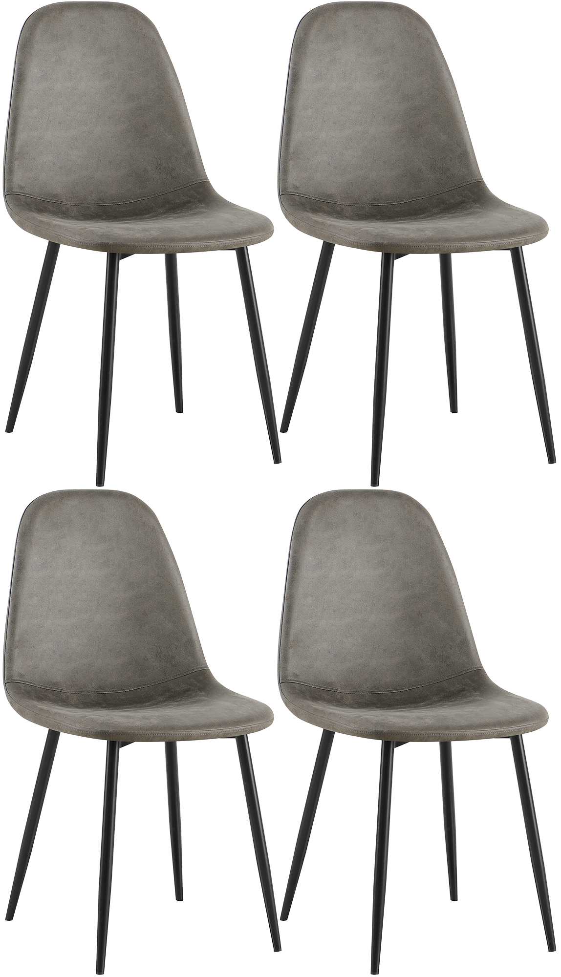 Set van 4 Napier eetkamerstoelen donkergrijs,Kunstleer dunkelgrau