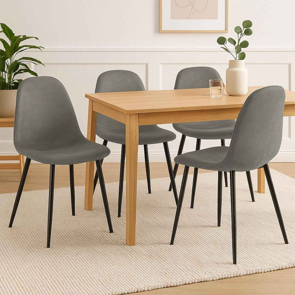 Set van 4 Napier eetkamerstoelen donkergrijs,Kunstleer dunkelgrau