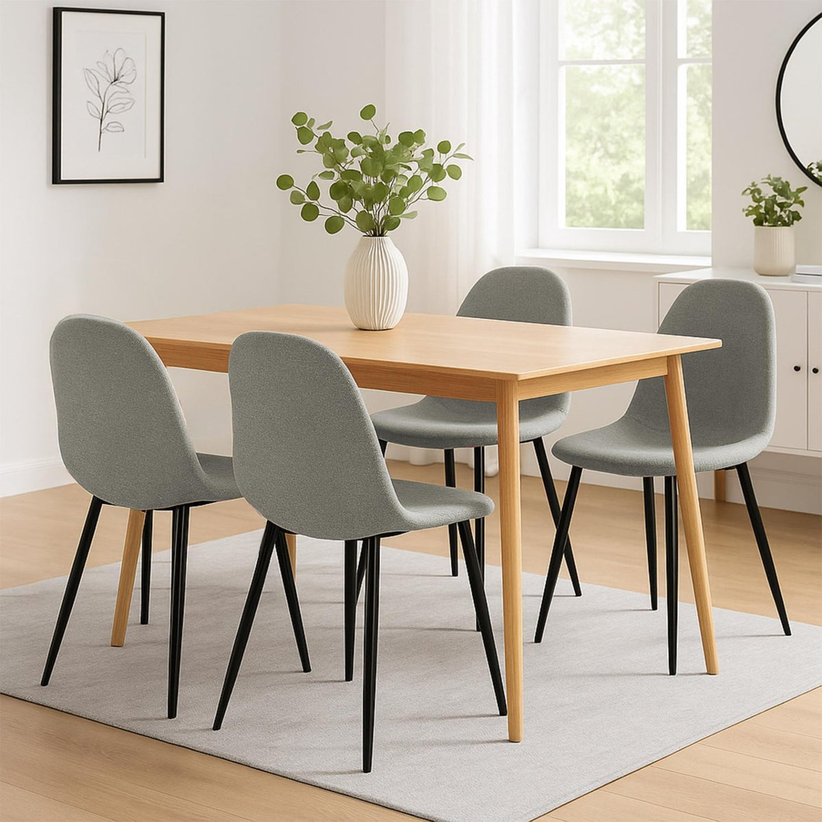 Set van 4 Napier eetkamerstoelen licht grijs,Stof hellgrau