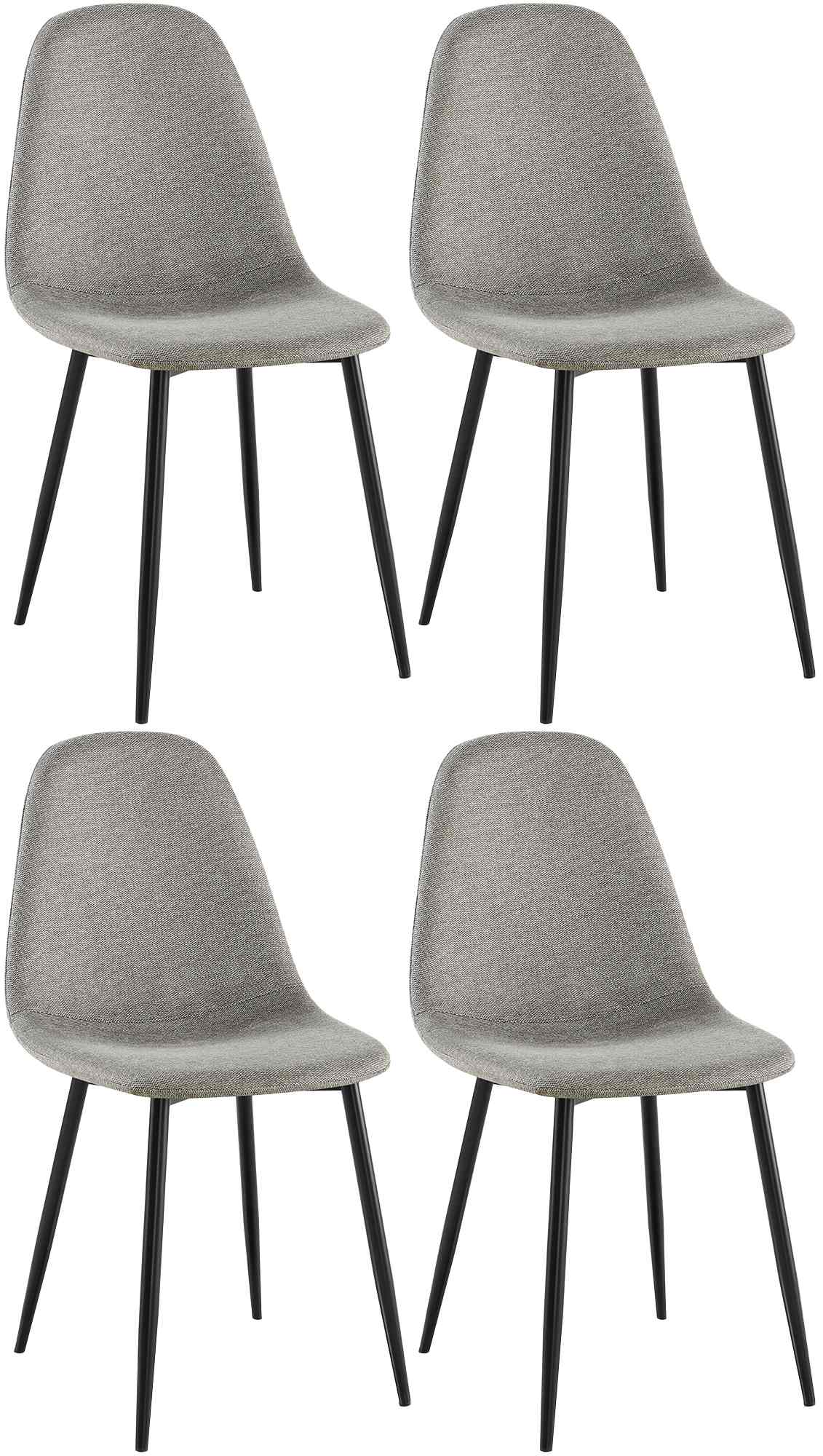Set van 4 Napier eetkamerstoelen licht grijs,Stof hellgrau