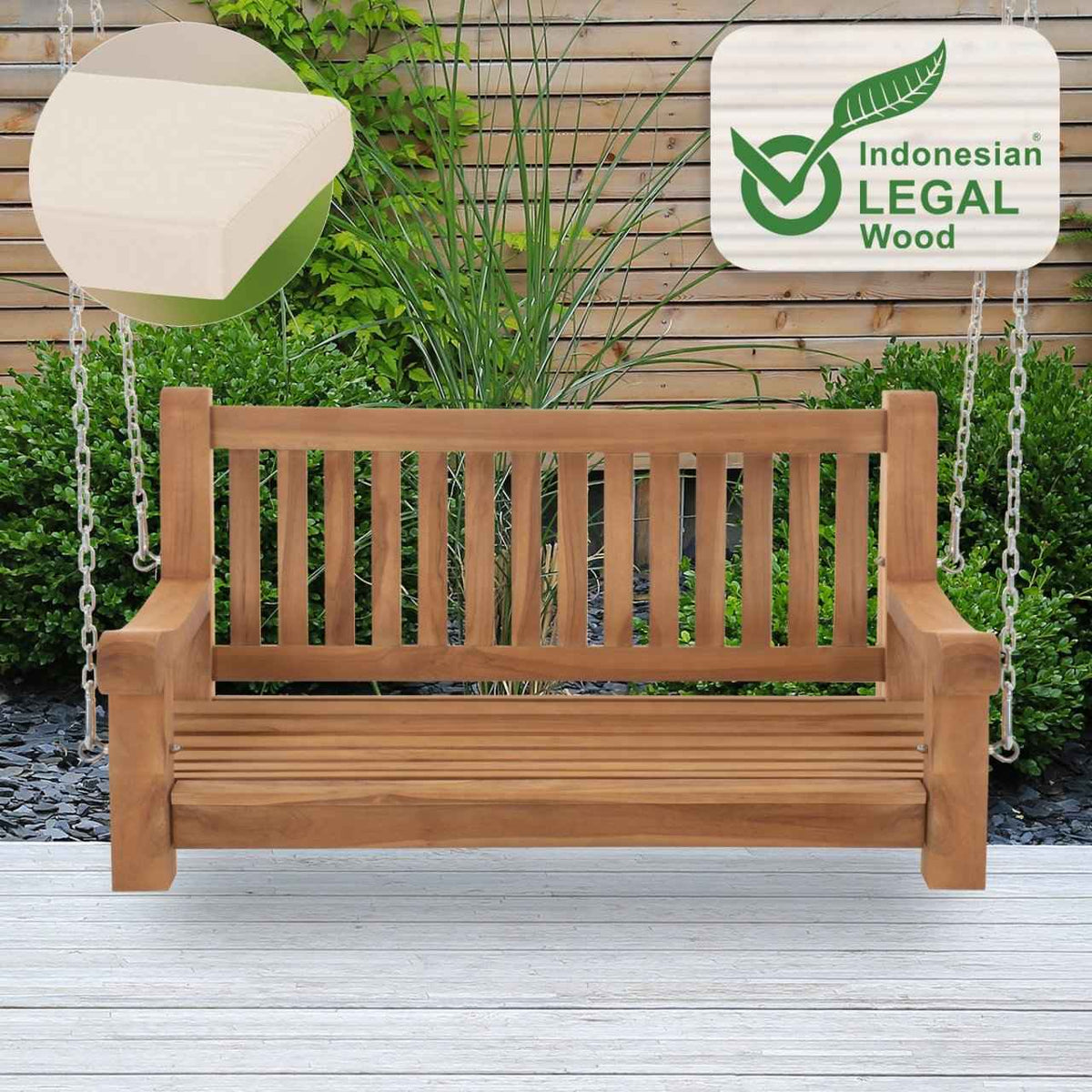 Schommelbank Joyce met zitkussen creme,106x48x8 cm creme