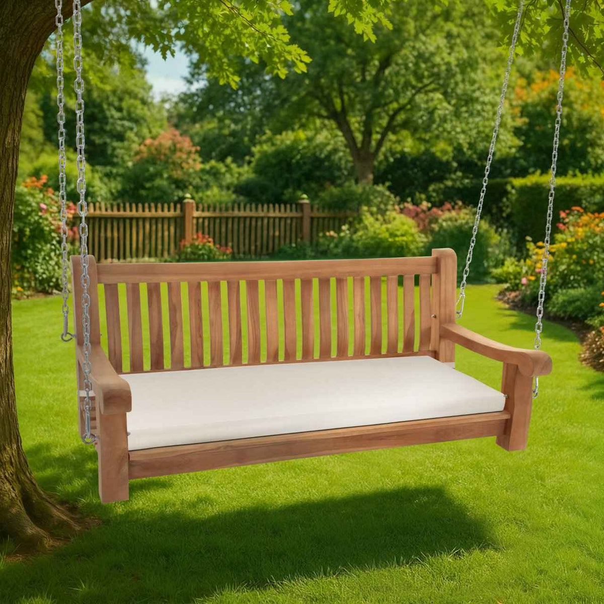 Schommelbank Joyce met zitkussen creme,136x48x8 cm creme
