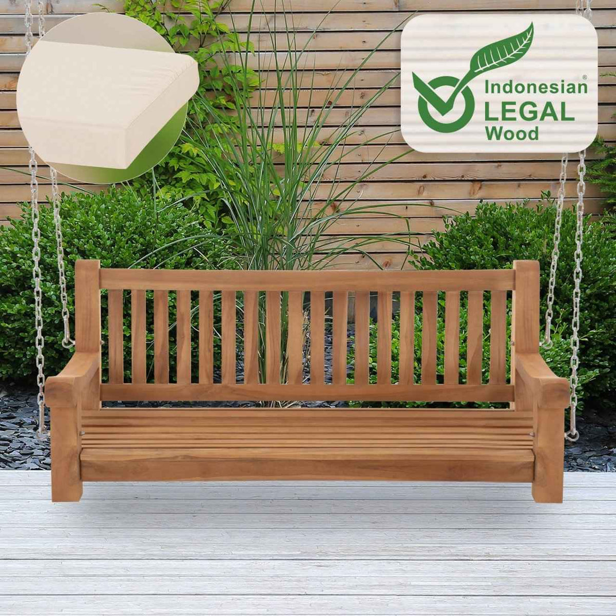 Schommelbank Joyce met zitkussen creme,136x48x8 cm creme