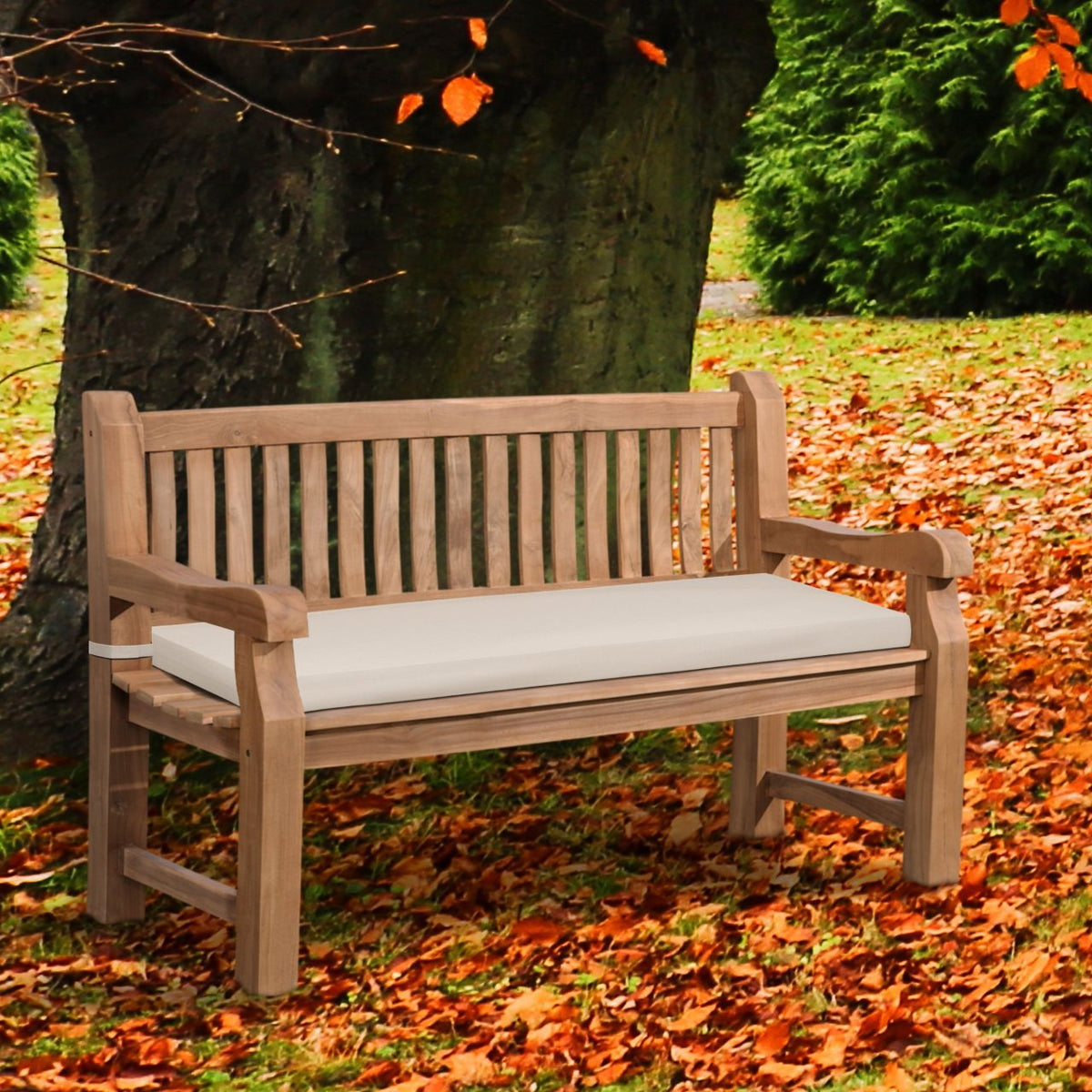 Teakbank Daxon mit Sitzkissen 150 cm creme