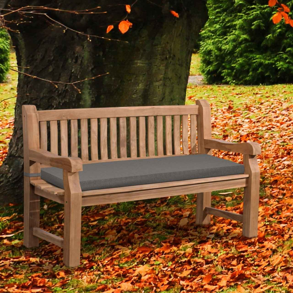 Teakbank Daxon mit Sitzkissen 150 cm dunkelgrau