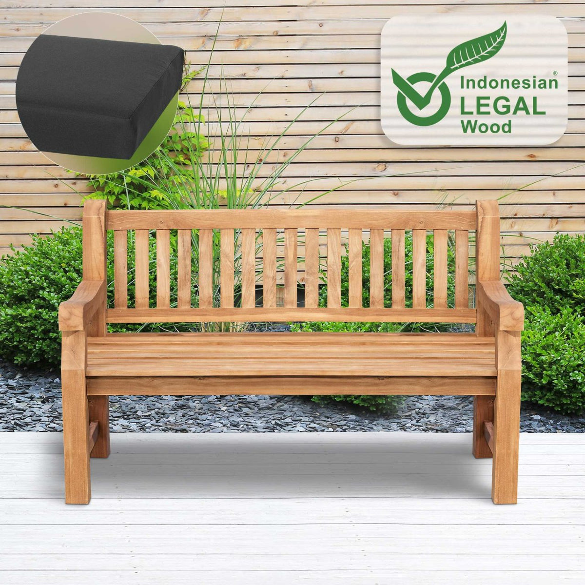 Tuinbank Teakhout Jackson met Zitkussen donkergrijs,136x48x8 cm dunkelgrau