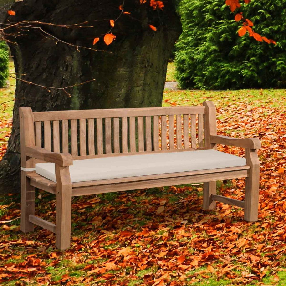 Tuinbank Teakhout Jackson met Zitkussen creme,166x48x8 cm creme