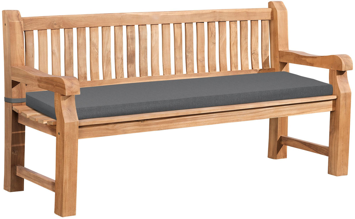 Teakbank Daxon mit Sitzkissen 180 cm dunkelgrau