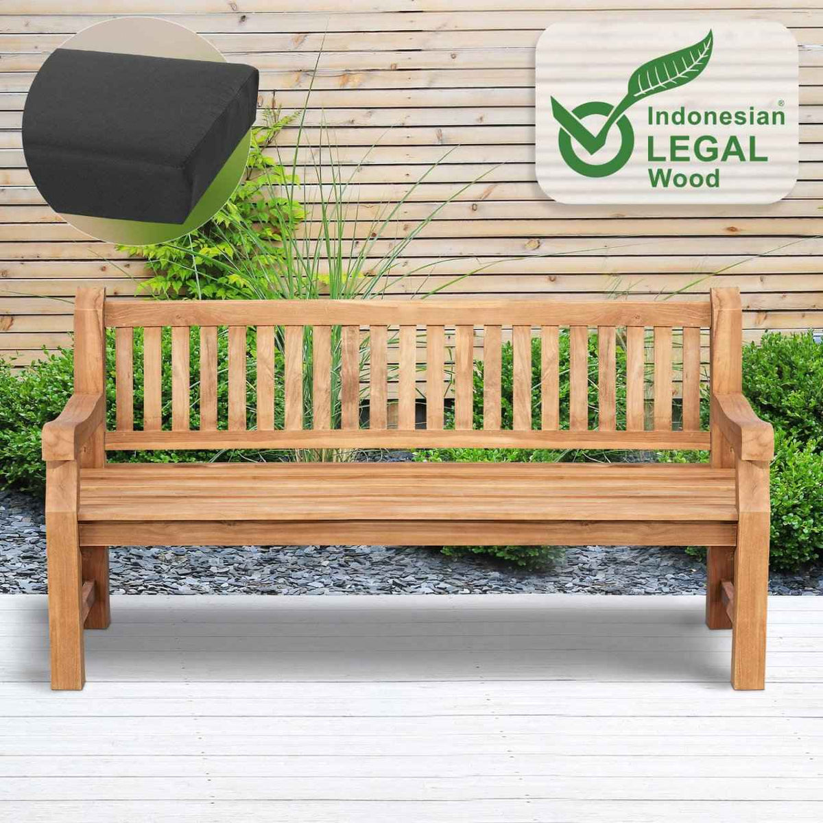Tuinbank Teakhout Jackson met Zitkussen donkergrijs,166x48x8 cm dunkelgrau