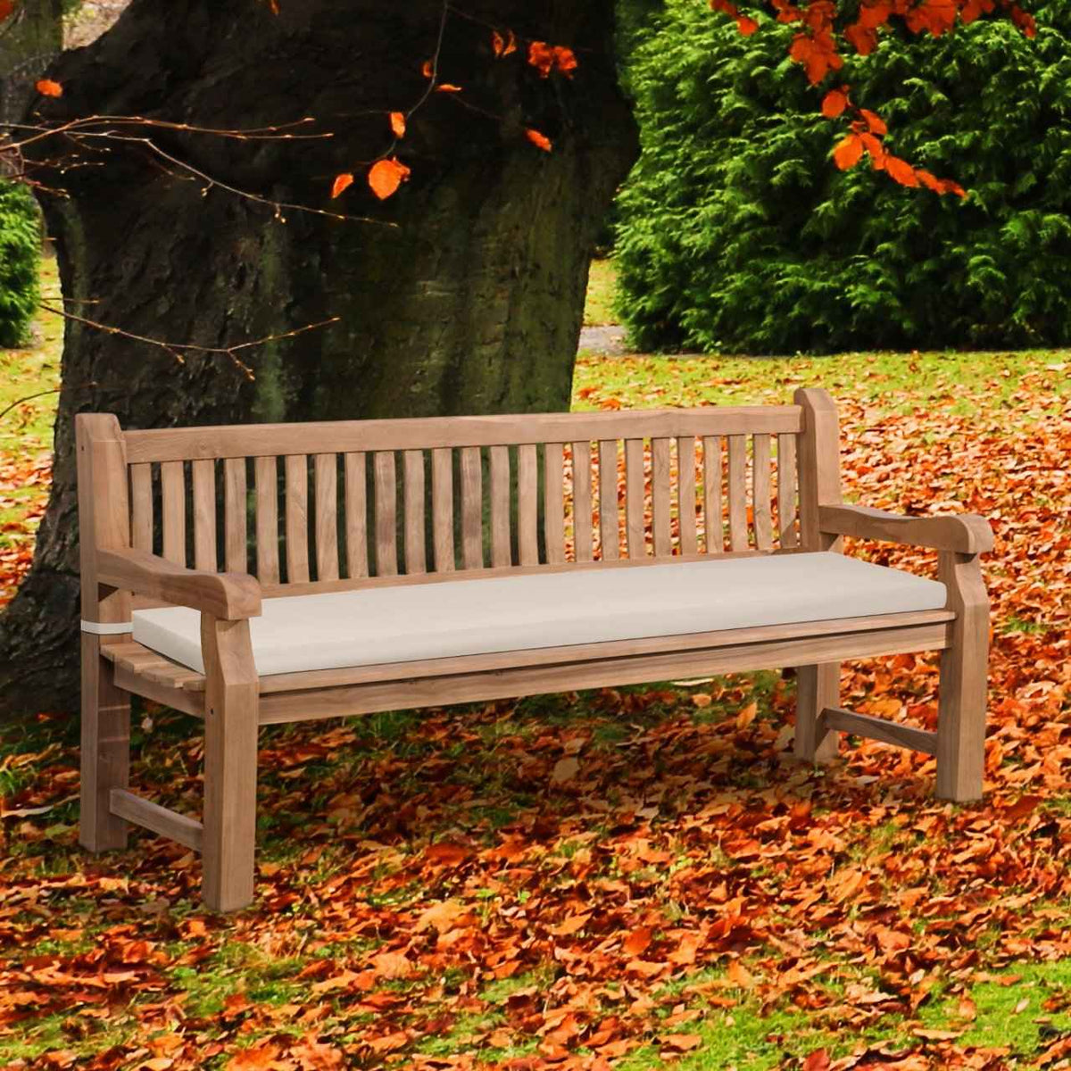 Tuinbank Teakhout Jackson met Zitkussen creme,186x48x8 cm creme