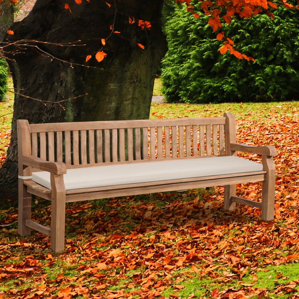 Teakbank Daxon mit Sitzkissen 220 cm creme