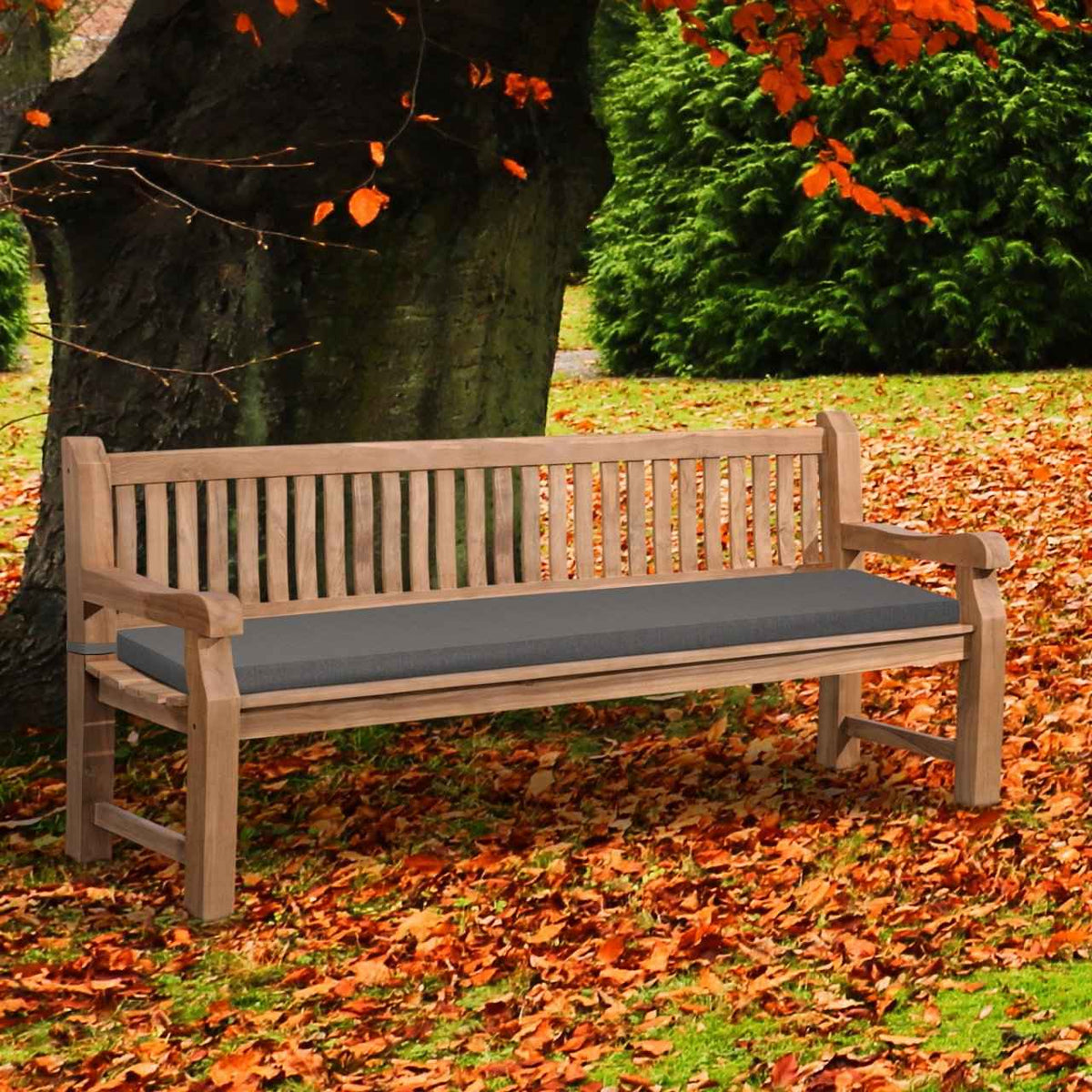 Tuinbank Teakhout Jackson met Zitkussen donkergrijs,206x48x8 cm dunkelgrau
