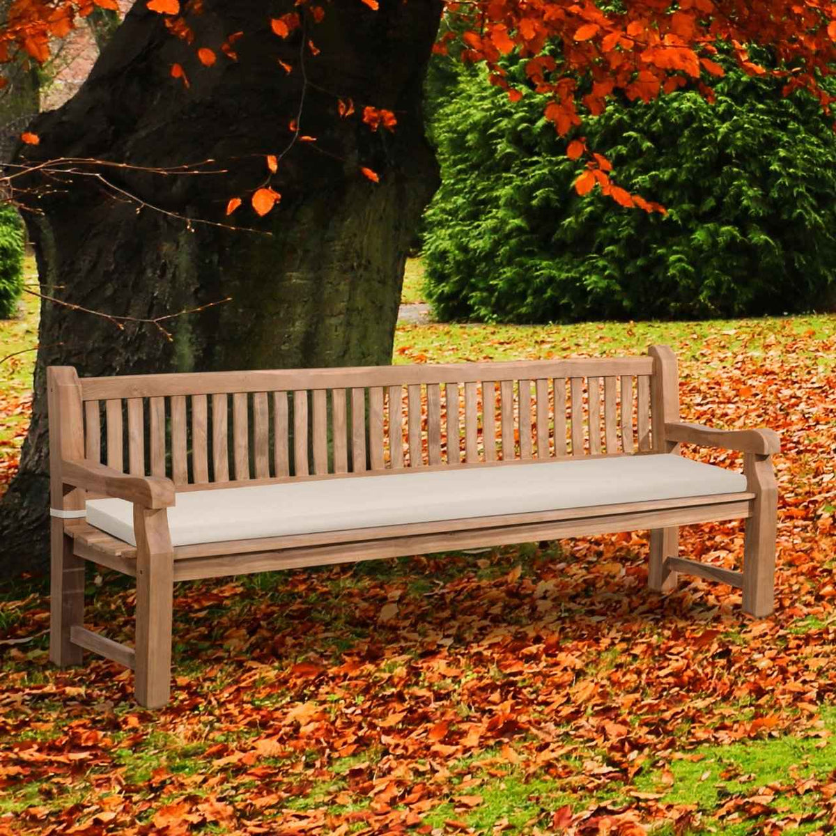 Tuinbank Teakhout Jackson met Zitkussen creme,226x48x8 cm creme