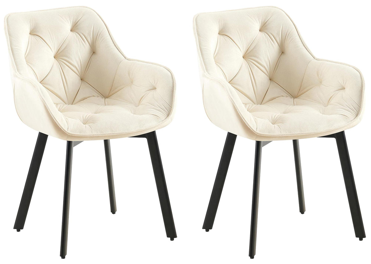 Set van 2 eetkamerstoelen Antigo Fluweel creme creme