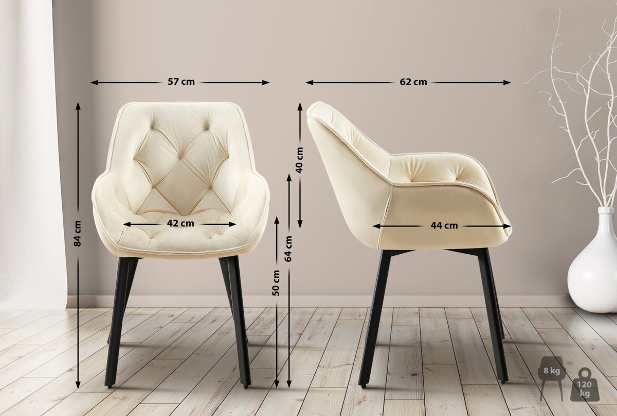 Set van 2 eetkamerstoelen Antigo Fluweel creme creme