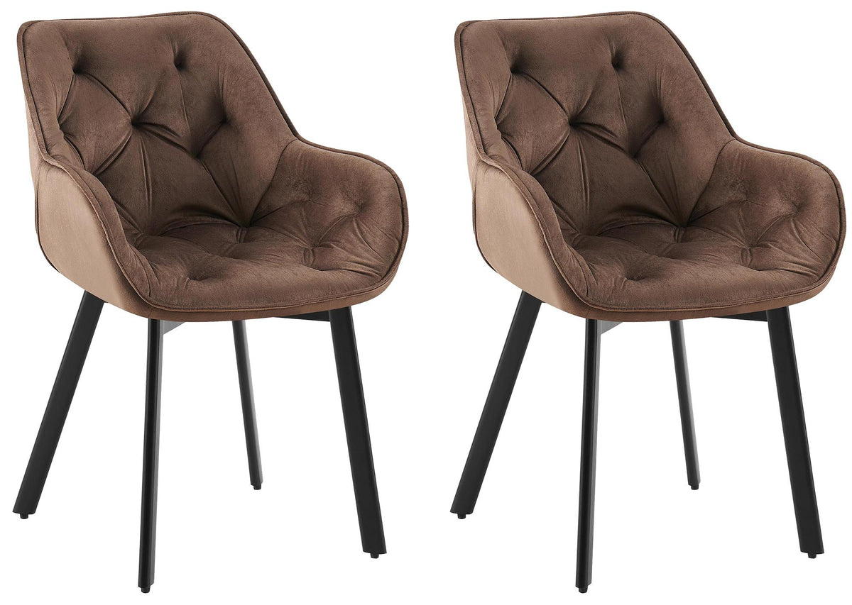 Set van 2 eetkamerstoelen Antigo Fluweel bruin braun