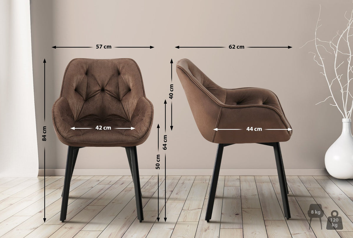 Set van 2 eetkamerstoelen Antigo Fluweel bruin braun