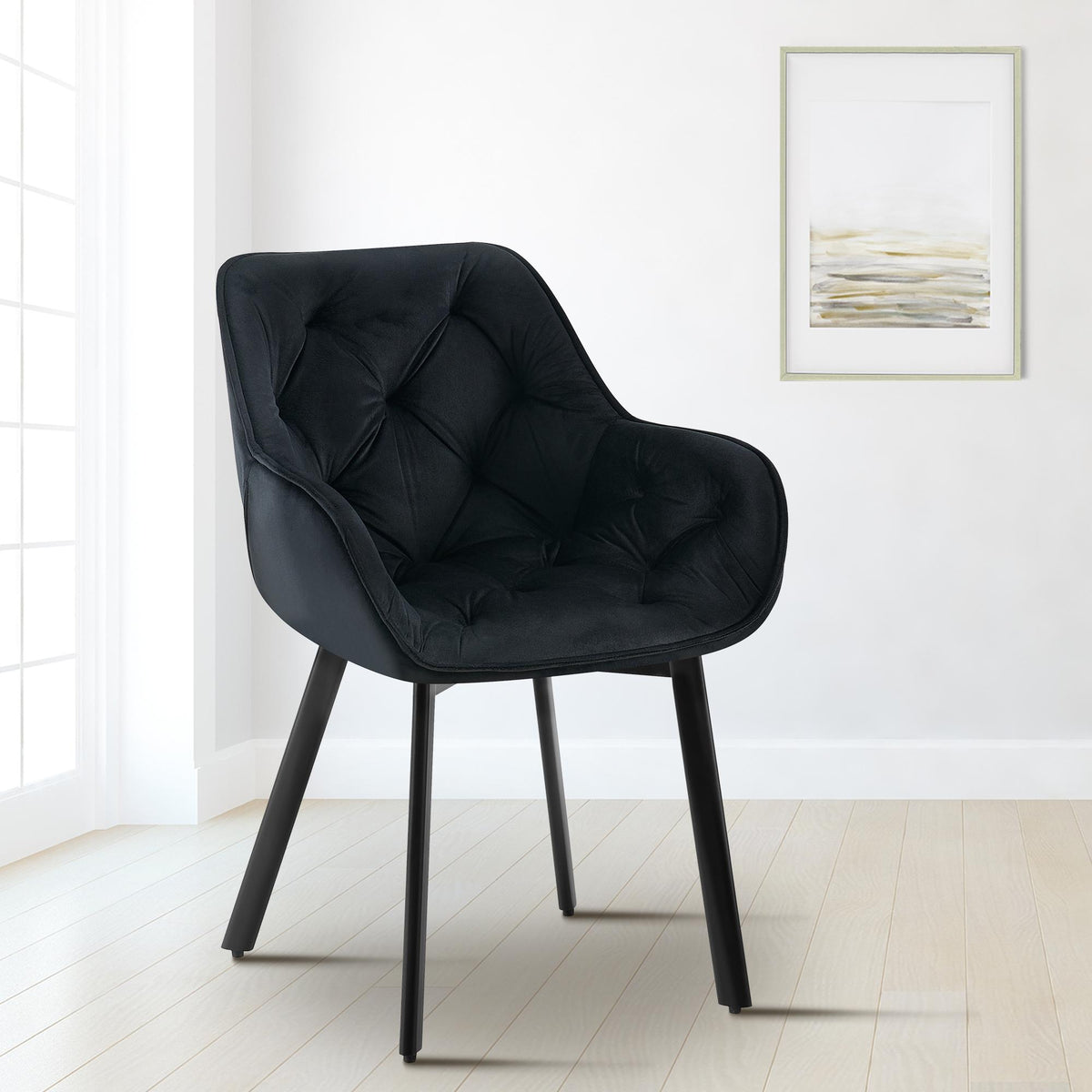 Set van 2 eetkamerstoelen Antigo Fluweel zwart schwarz