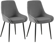 Set van 2 eetkamerstoelen Elmira donkergrijs,Metaal mat zwart dunkelgrau