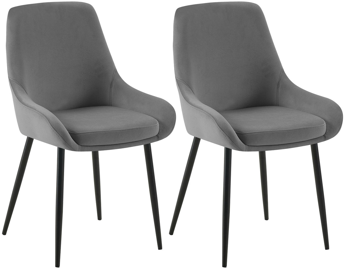 Set van 2 eetkamerstoelen Elmira donkergrijs,Metaal mat zwart dunkelgrau