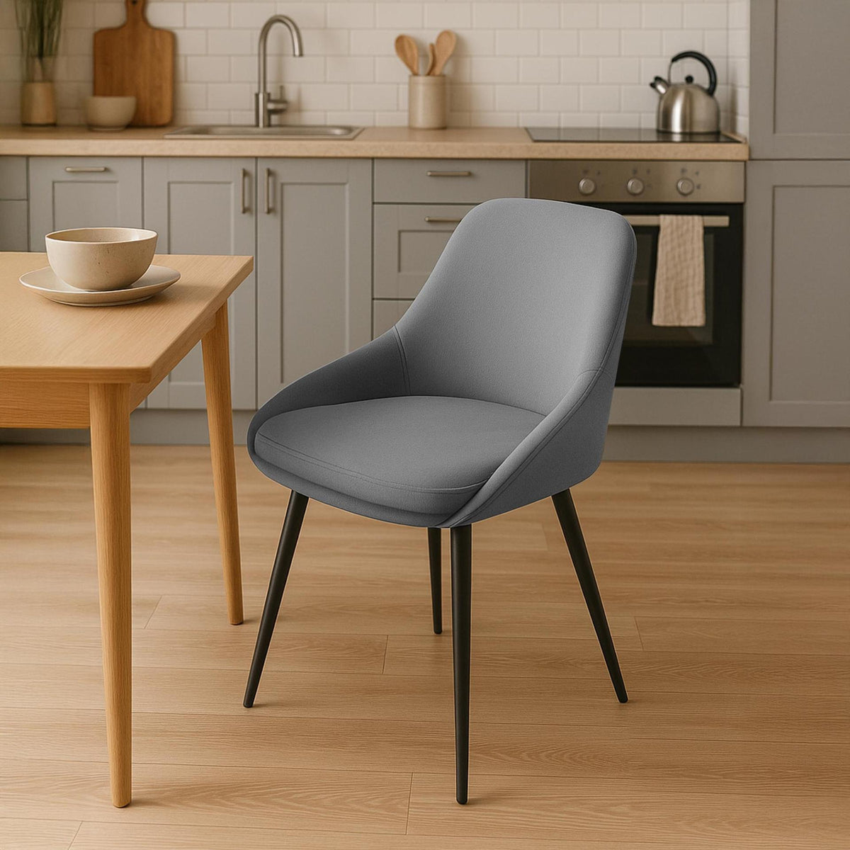 Set van 2 eetkamerstoelen Elmira donkergrijs,Metaal mat zwart dunkelgrau