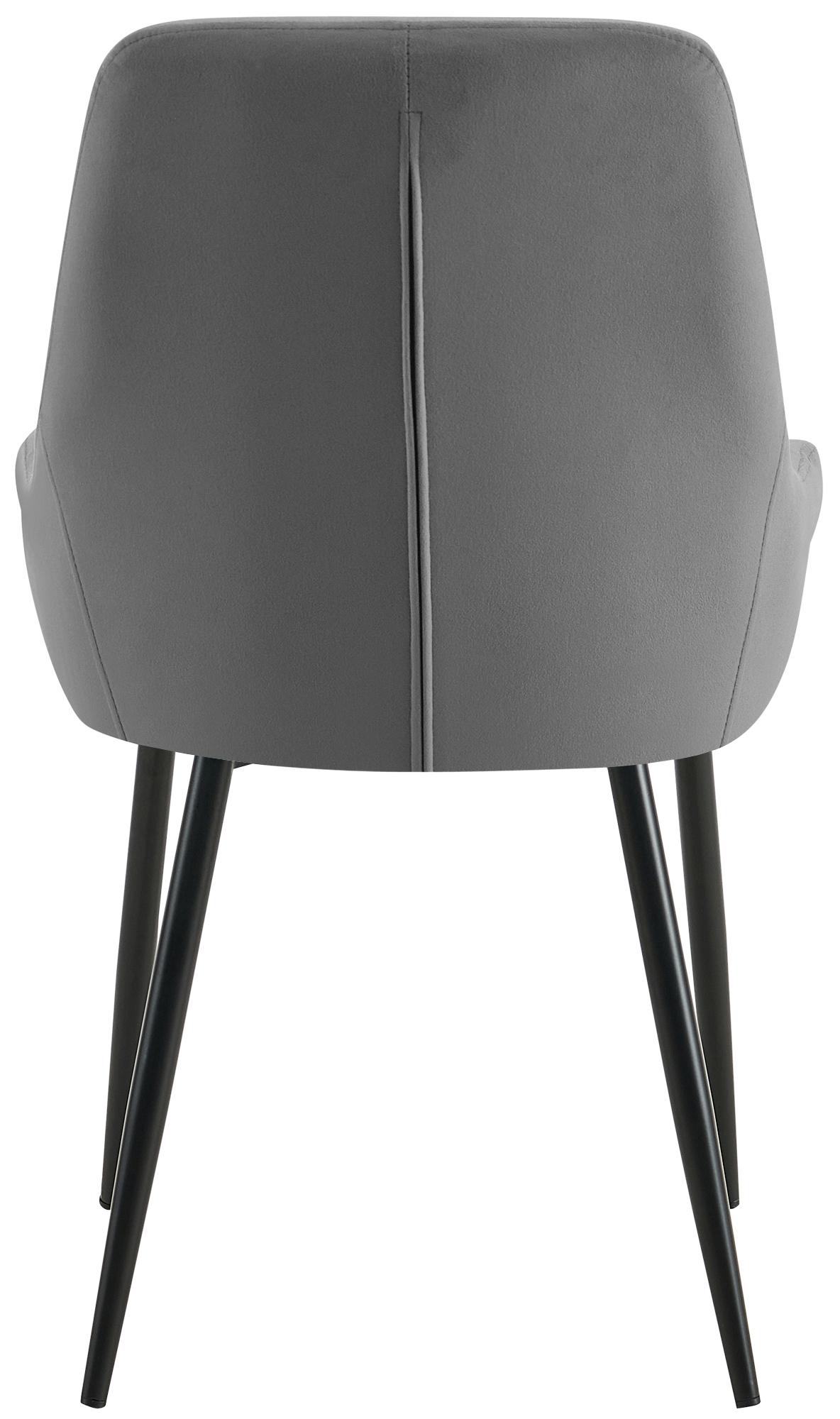 Set van 2 eetkamerstoelen Elmira donkergrijs,Metaal mat zwart dunkelgrau