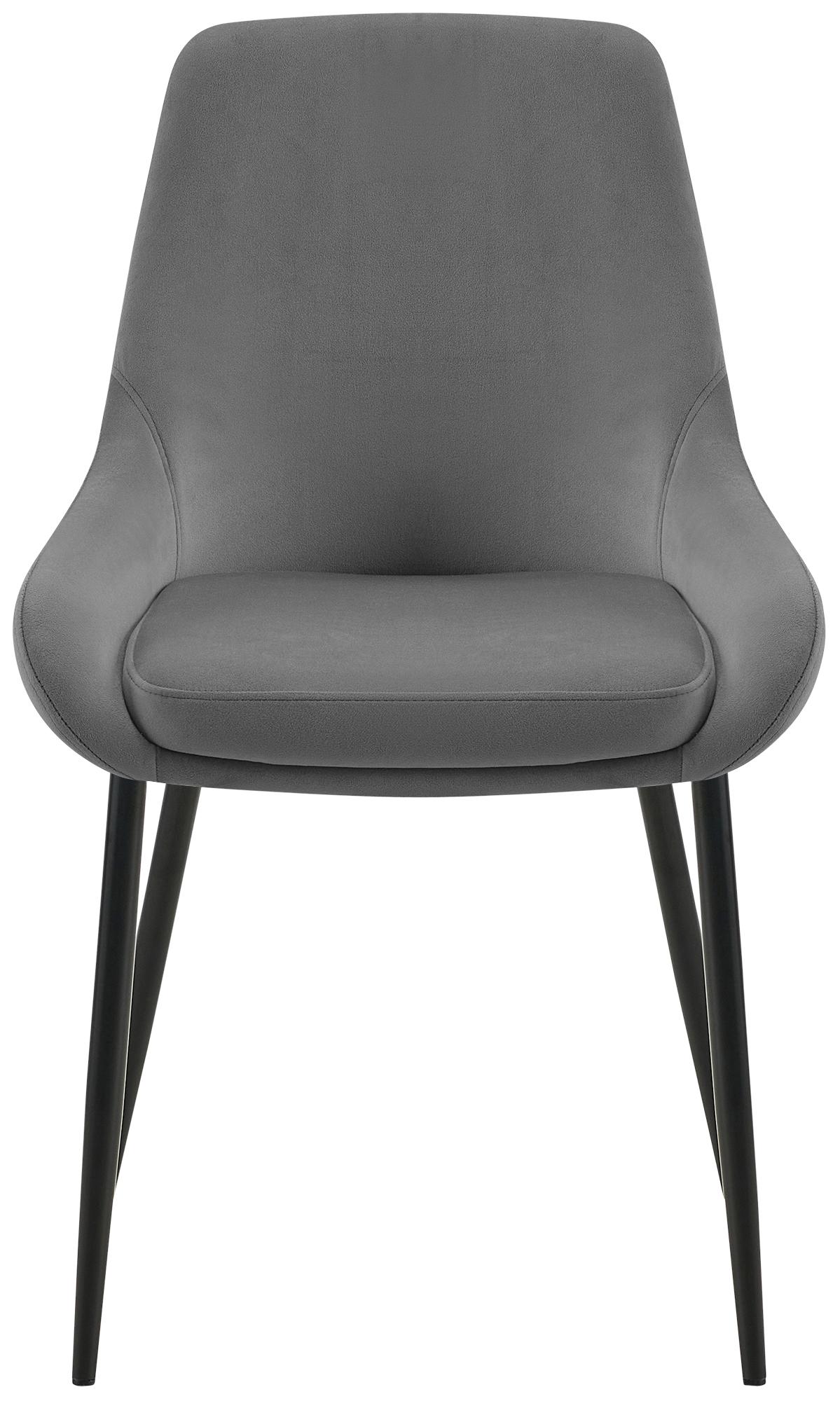 Set van 2 eetkamerstoelen Elmira donkergrijs,Metaal mat zwart dunkelgrau