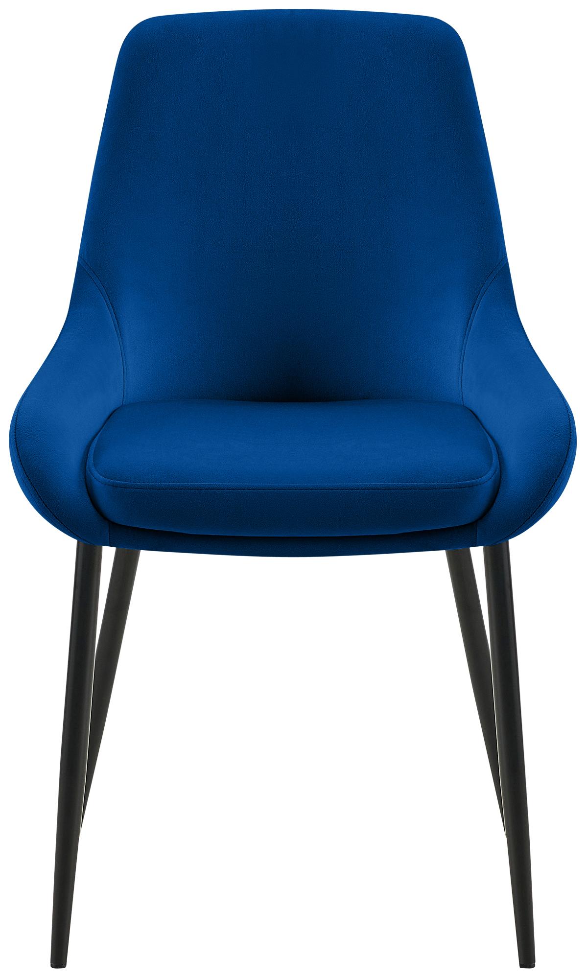 Set van 2 eetkamerstoelen Elmira donkerblauw,Metaal mat zwart dunkelblau