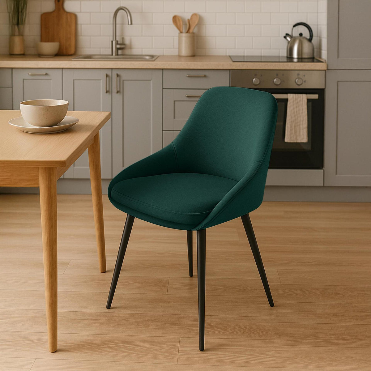 Set van 2 eetkamerstoelen Elmira groen,Metaal mat zwart grün