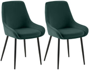 Set van 2 eetkamerstoelen Elmira groen,Metaal mat zwart grün