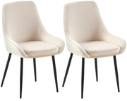 Set van 2 eetkamerstoelen Elmira creme,Metaal mat zwart creme