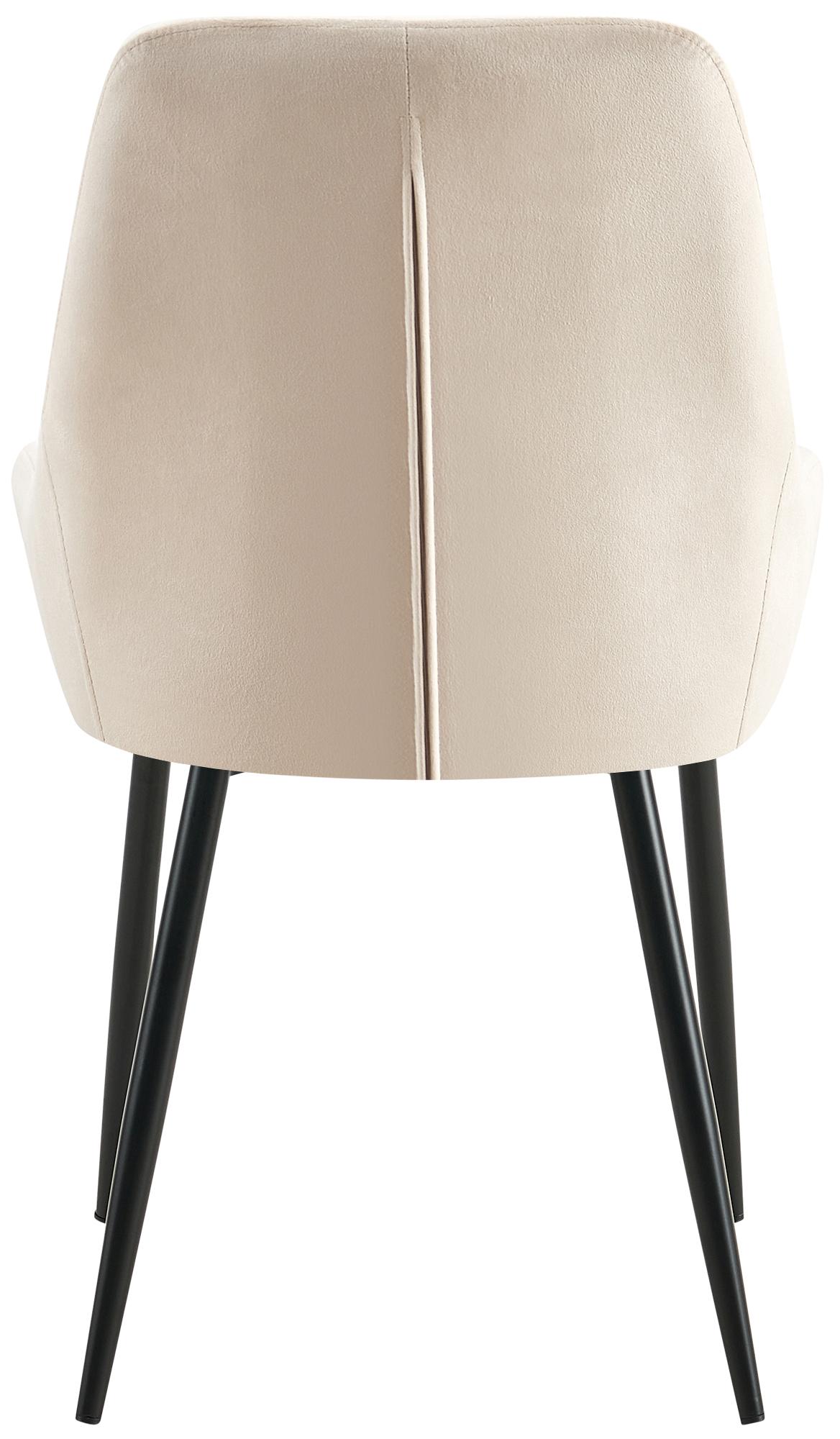 Set van 2 eetkamerstoelen Elmira creme,Metaal mat zwart creme