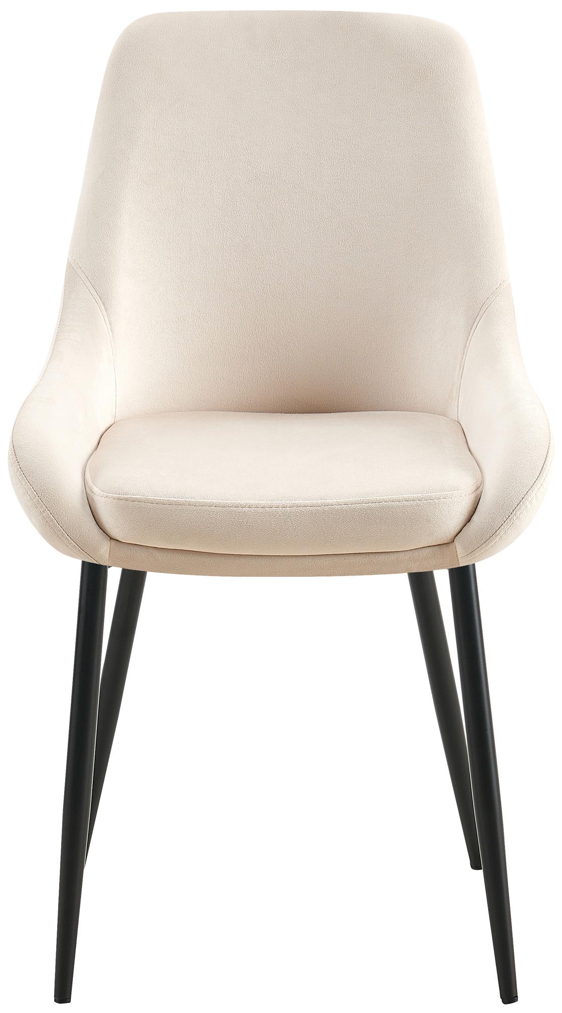 Set van 2 eetkamerstoelen Elmira creme,Metaal mat zwart creme