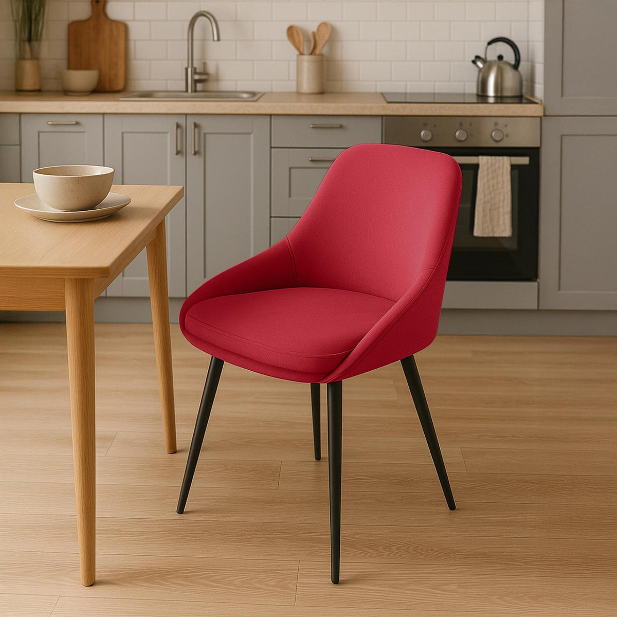 Set van 2 eetkamerstoelen Elmira rood,Metaal mat zwart rot