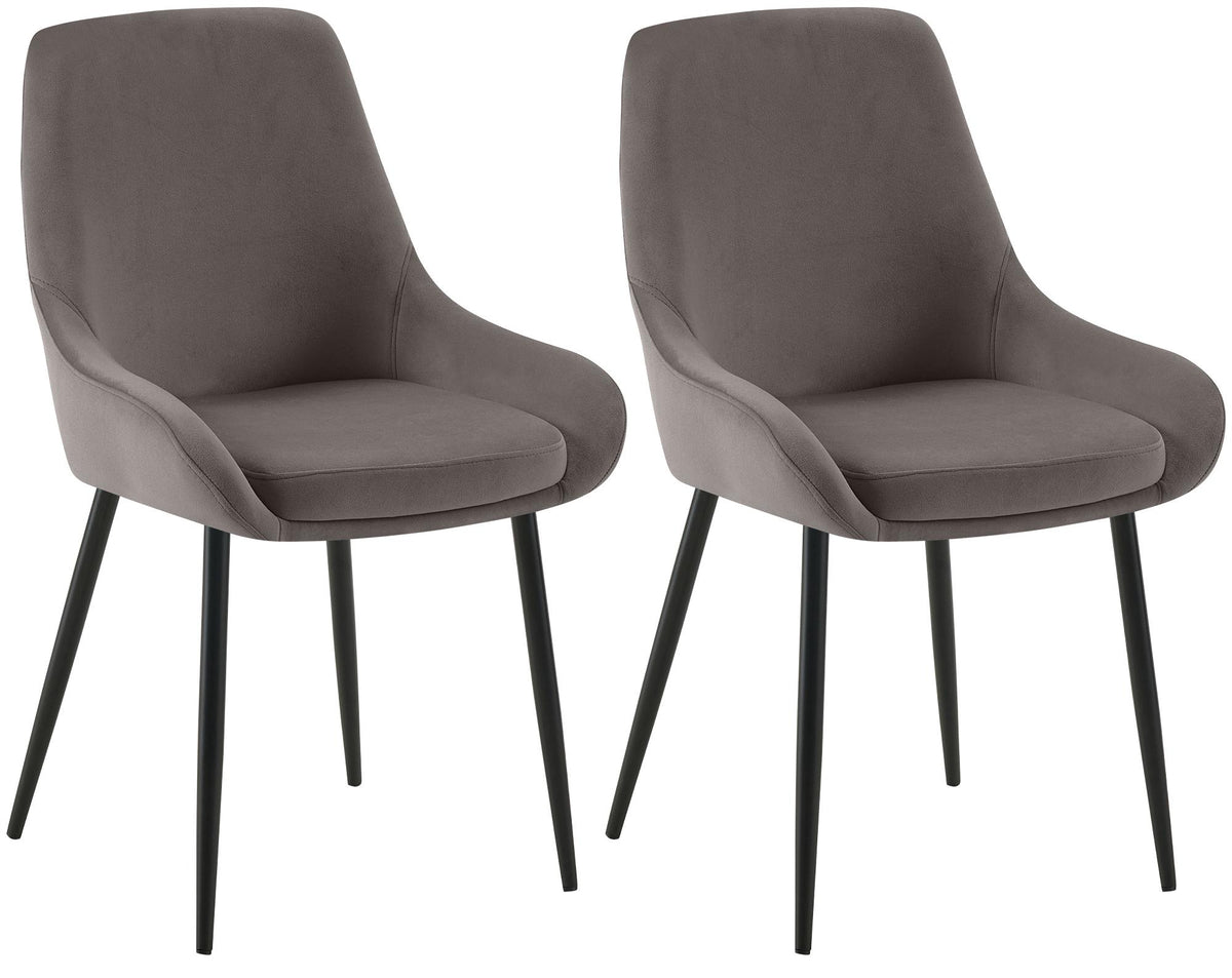 Set van 2 eetkamerstoelen Elmira antraciet,Metaal mat zwart anthrazit