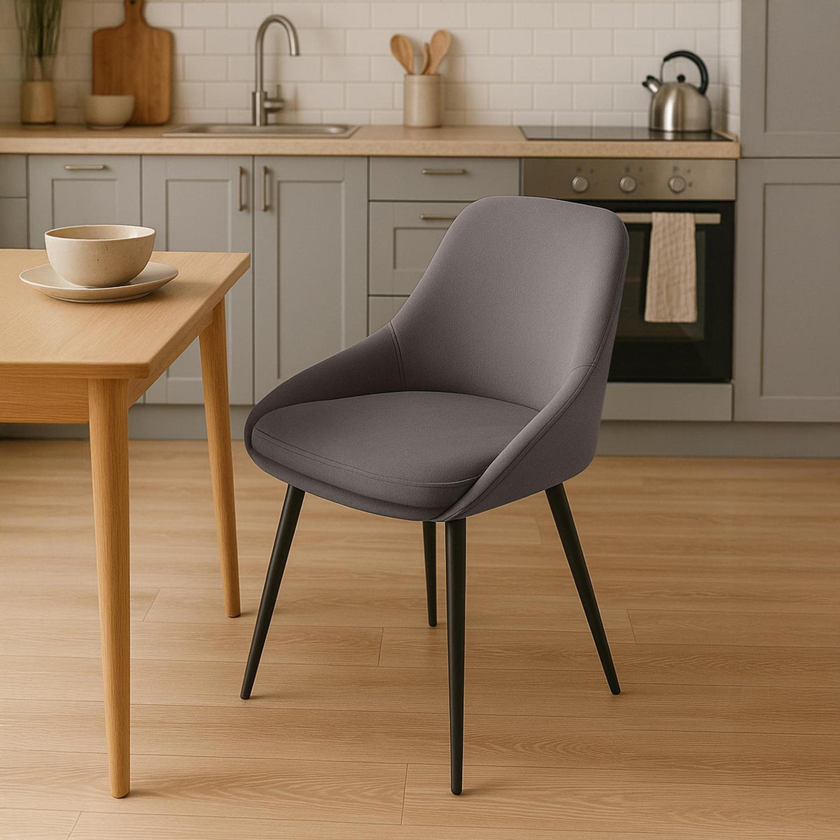 Set van 2 eetkamerstoelen Elmira antraciet,Metaal mat zwart anthrazit