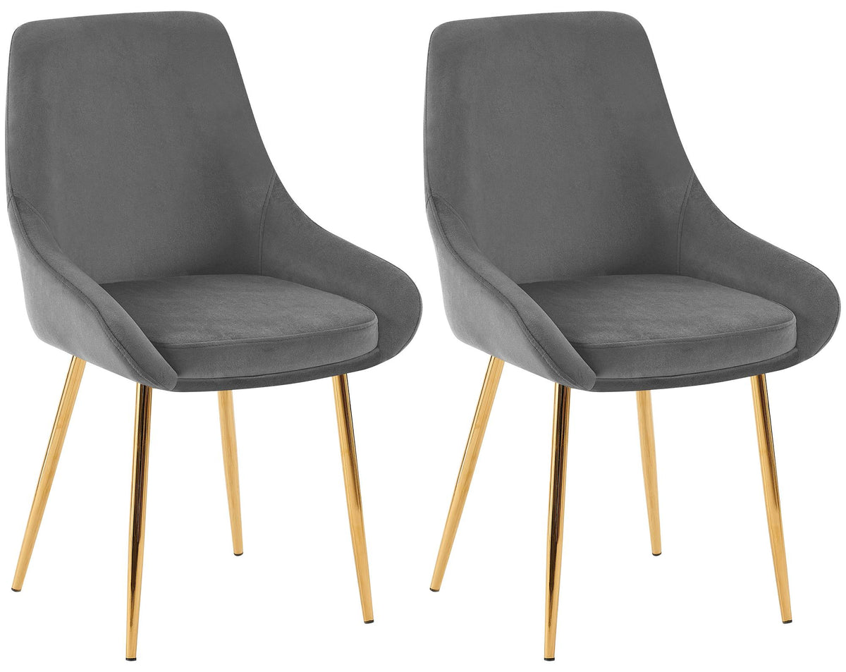 Set van 2 eetkamerstoelen Elmira donkergrijs,Metaal Goud dunkelgrau
