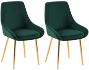 Set van 2 eetkamerstoelen Elmira groen,Metaal Goud grün