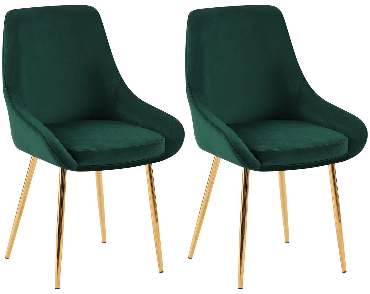 Set van 2 eetkamerstoelen Elmira groen,Metaal Goud grün