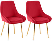 Set van 2 eetkamerstoelen Elmira rood,Metaal Goud rot