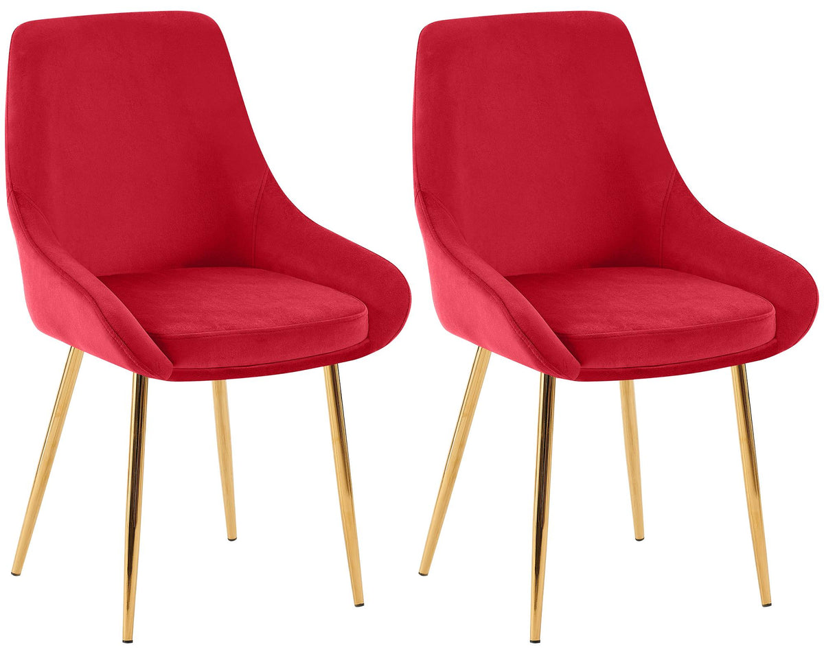 Set van 2 eetkamerstoelen Elmira rood,Metaal Goud rot