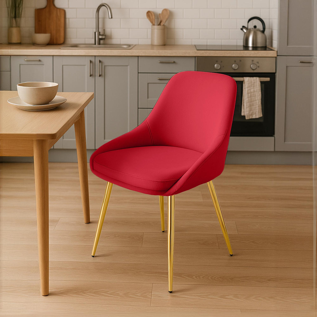 Set van 2 eetkamerstoelen Elmira rood,Metaal Goud rot