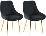 Set van 2 eetkamerstoelen Elmira zwart,Metaal Goud schwarz