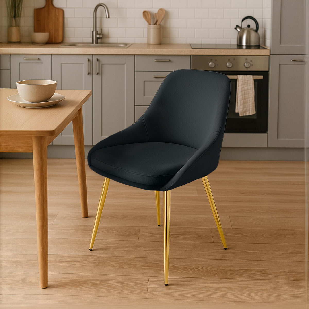 Set van 2 eetkamerstoelen Elmira zwart,Metaal Goud schwarz