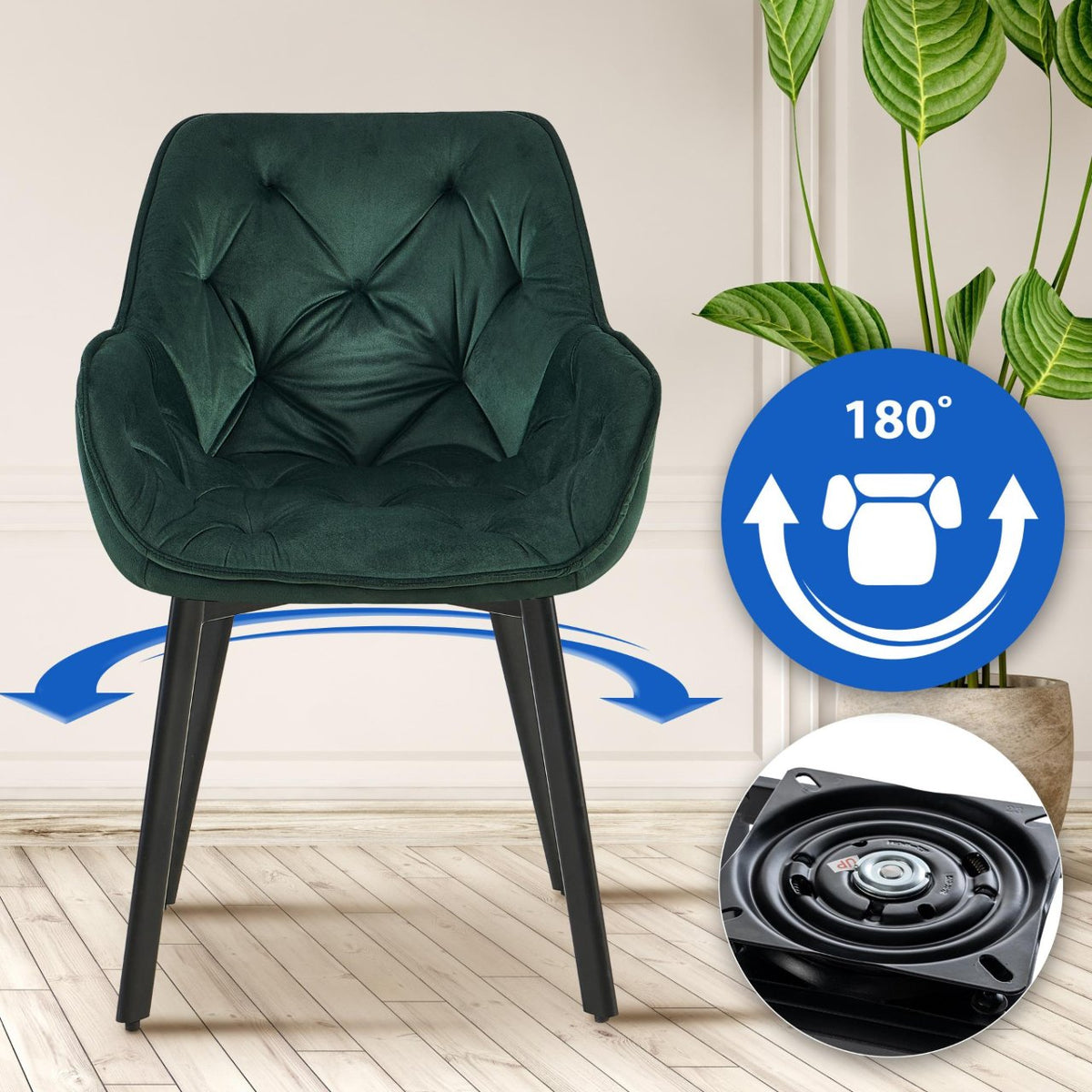 Set van 2 eetkamerstoelen Antigo Fluweel groen grün