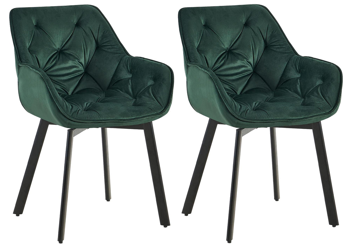 Set van 2 eetkamerstoelen Antigo Fluweel groen grün