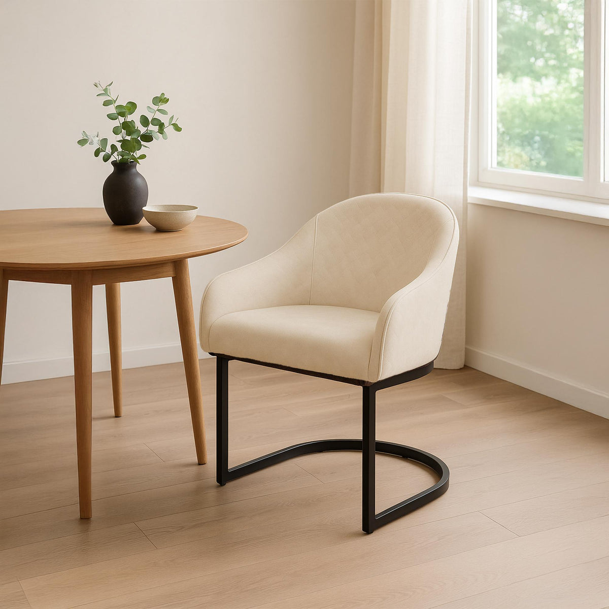 Eetkamerstoel Jarik Fluweel creme creme