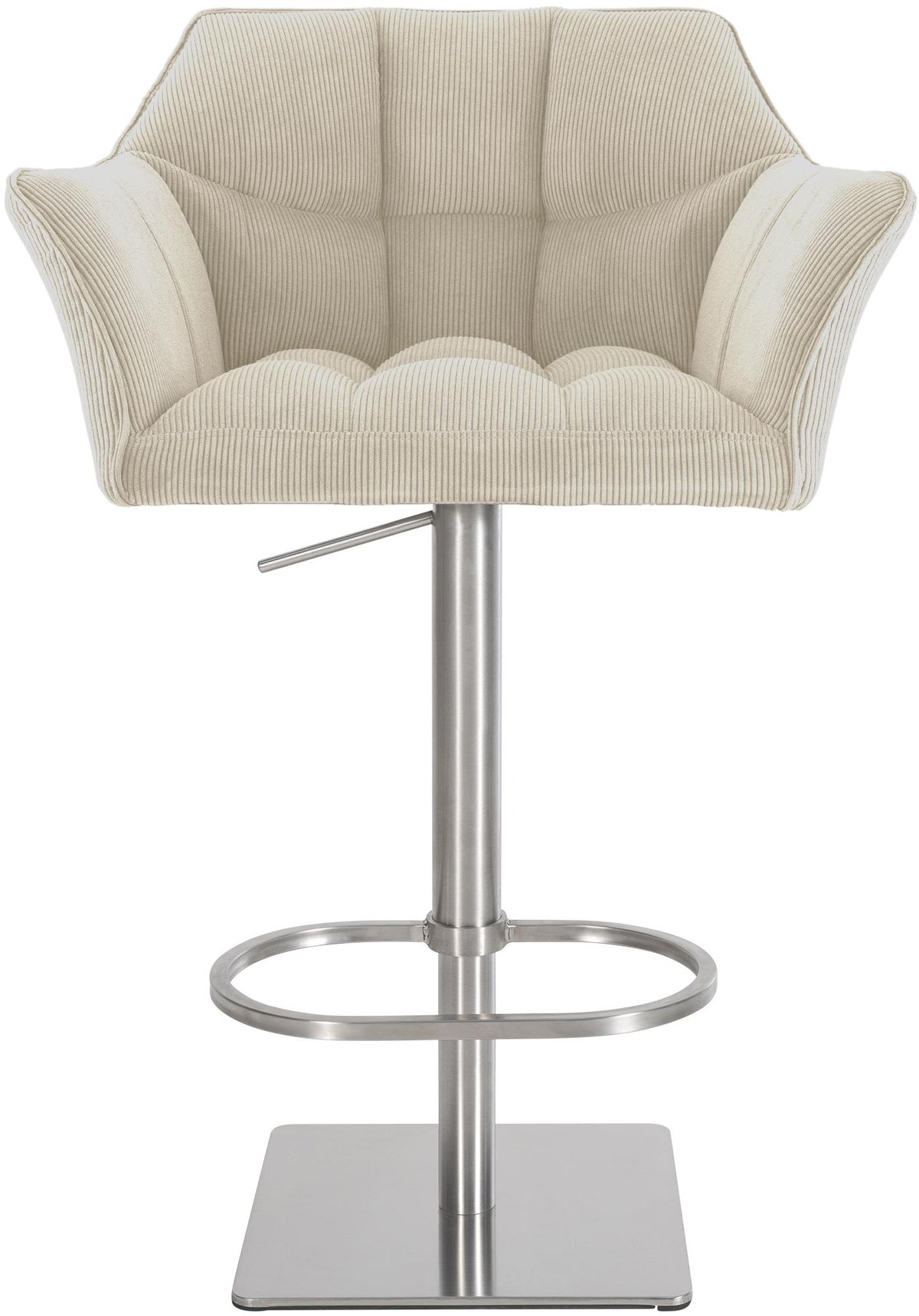 Barkruk Damaso Cord creme,roestvrij staal creme